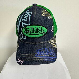 Von Dutch Navy Denim Apple Logo Trucker